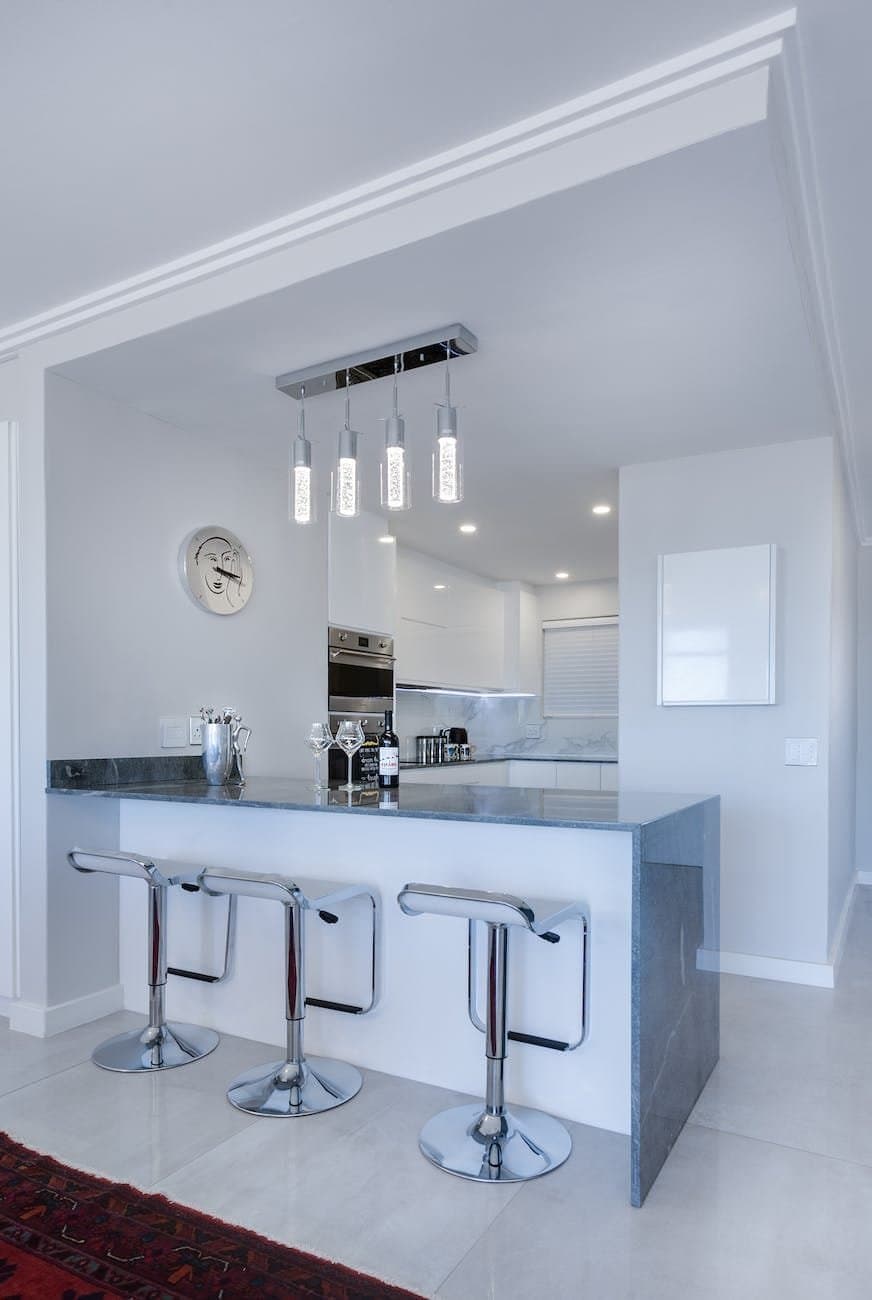 white mini bar counter office-to-apartment conversions