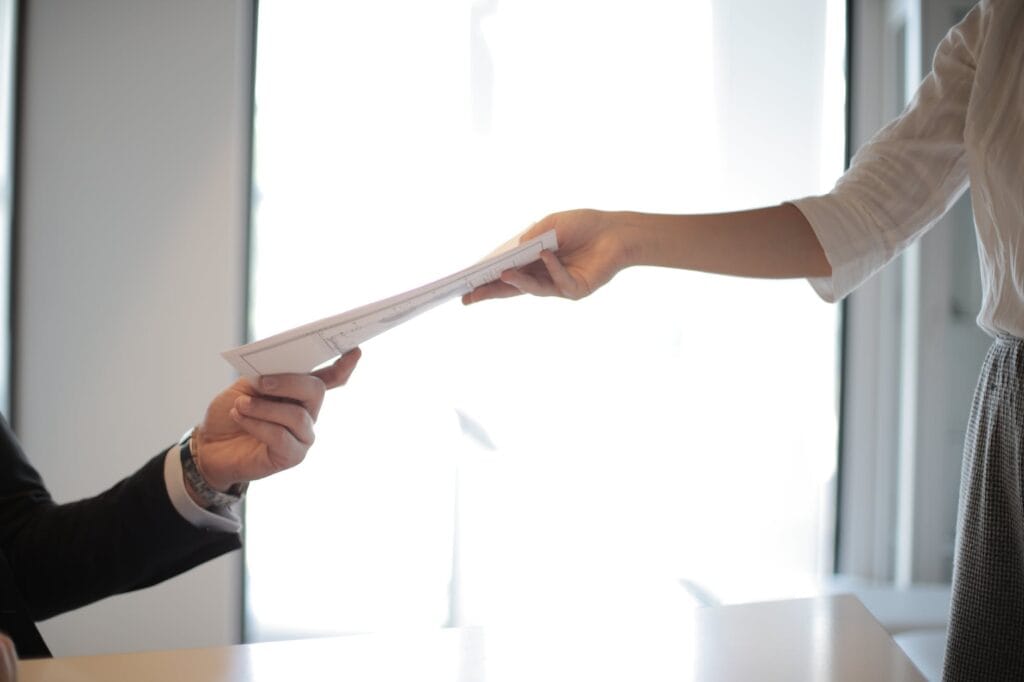 Rental application passing her documents