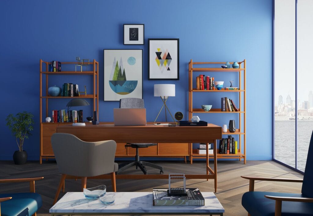 brown wooden desk with rolling Property protection